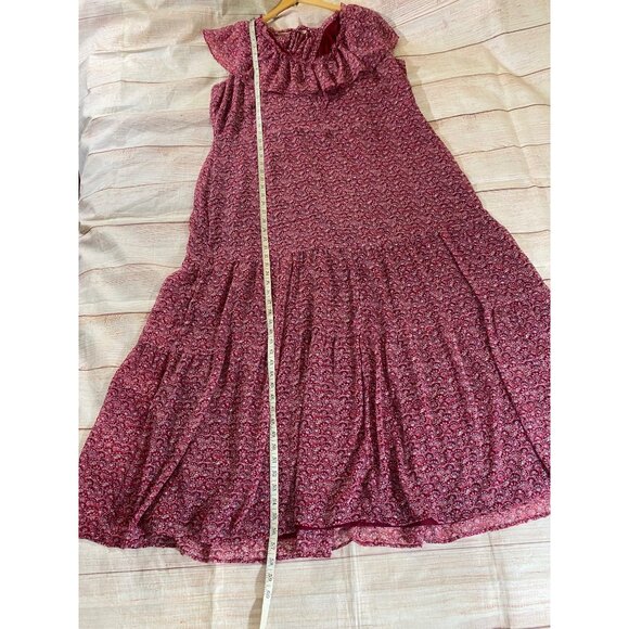 Loft Plus Women's Red Floral Flouce Tie Back Maxi Dress - 22 - Picture 7 of 16